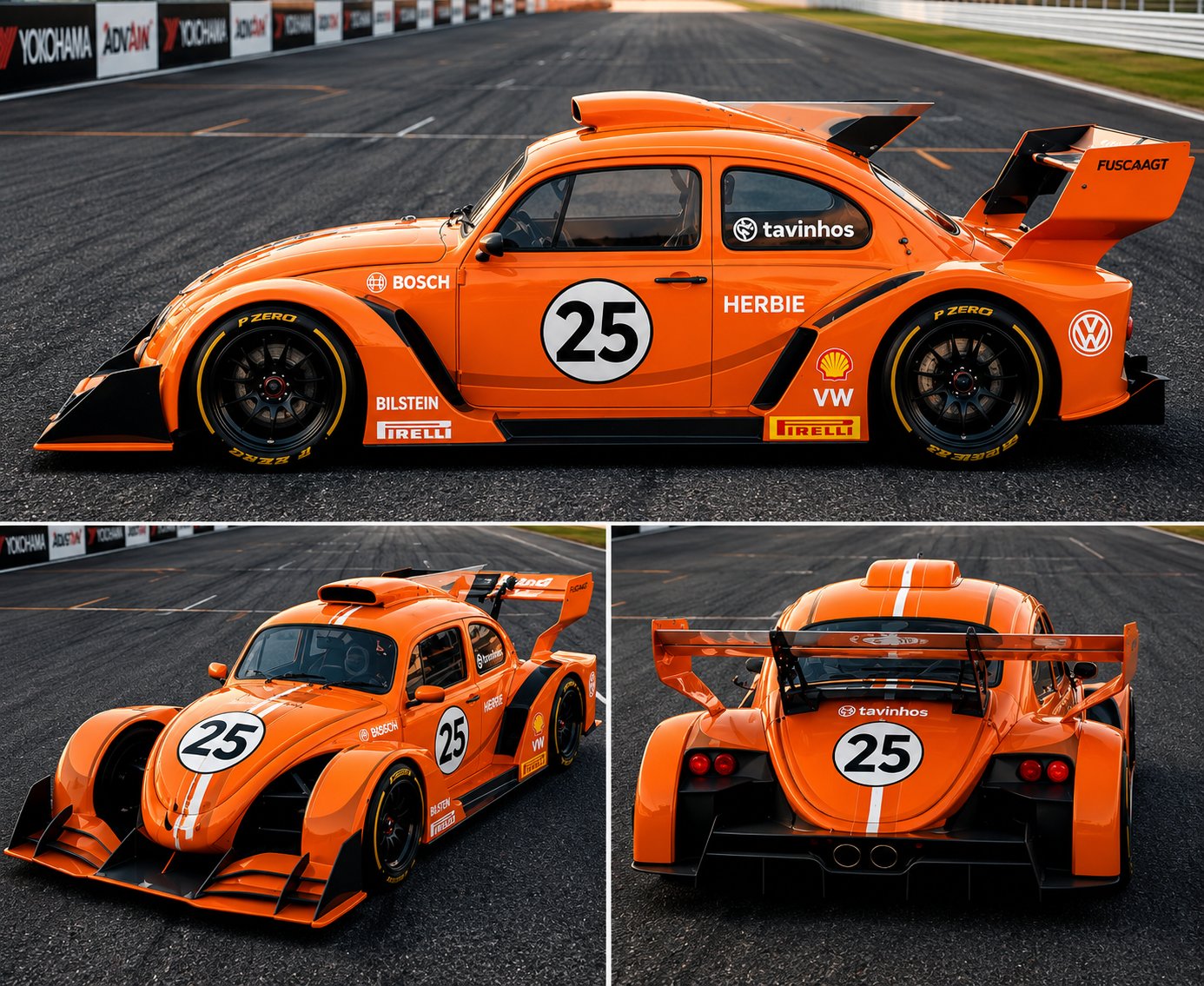 Fusca GT na cor Laranja - Modelo Tavinhos Racing